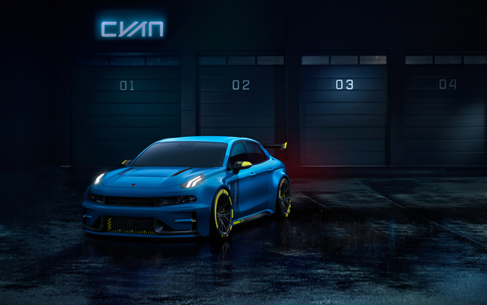 4k, Lynk And Co 03, night, garage, 2019 cars, sportscars, Lynk And Co