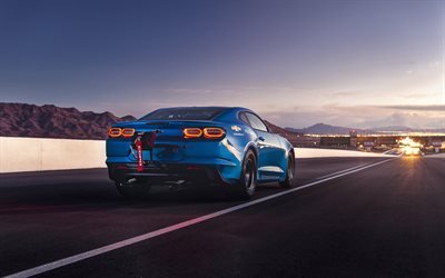 2018, Chevrolet Camaro, eCOPO Concept, Electric Car, rear view, drag racing, USA, race track, electric sports car, Chevrolet