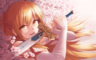 Excalibur, Asuna Yuuki, manga, novel, sword, Sword Art Online