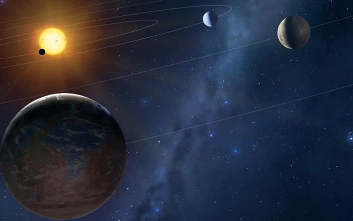 sonnensystem, planeten, open space, umlaufbahnen der planeten erde, venus, die planeten des sonnensystems, sonne