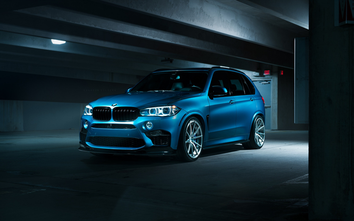 BMW X5M, 2018, F85, الأزرق الداكن X5, الأزرق SUV الرياضية, الزرقاء الجديدة X5, الخارجي, السيارات الألمانية, ضبط X5, BMW
