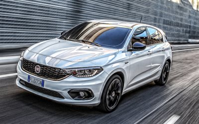 Fiat Tipo Hatchback, 2019, exterior, front view, white hatchback, new white Tipo, italian cars, Fiat