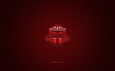 Toronto FC, MLS, Canadian soccer club, Major League Soccer, punainen logo, punainen hiilikuitu tausta, jalkapallo, Toronto, Ontario, USA, Toronto FC Kaupungin logo