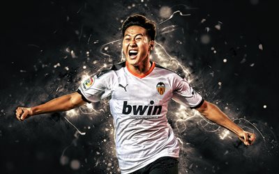 Lee Kang-in, 2019, Valencia CF, LaLiga, South Korean footballers, Midfielder, football, Kangin Lee, soccer, neon lights, Valencia FC, La Liga