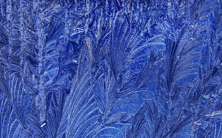 las heladas de los patrones, 4k, azul escarcha backgrund, heladas, texturas, patrones de hielo, azul backgrunds, los patrones de vidrio