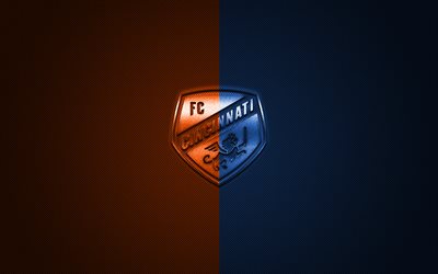 FC Cincinnati, MLS, l'American club de football, de la Ligue Majeure de Soccer, orange, un logo bleu, orange bleu en fibre de carbone de fond, football, Cincinnati, Ohio, états-unis, le FC Cincinnati logo