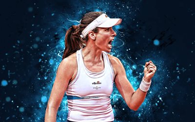 Joanna Konto, 4k, Brittiska tennisspelare, WTA, bl&#229;tt neonljus, tennis, fan art, Johanna Konta 4K