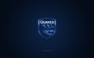 San Jose Earthquakes, MLS, Amerikansk fotboll club, Major League Soccer, bl&#229; logo, bl&#229; kolfiber bakgrund, fotboll, San Jose, Kalifornien, USA, San Jose Earthquakes-logotyp