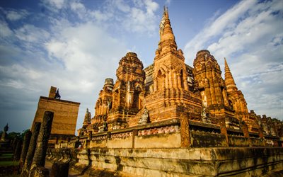 Chiang Mai, temppeli, muinainen kaupunki, sunset, illalla, maamerkki, Bangkok, Thaimaa