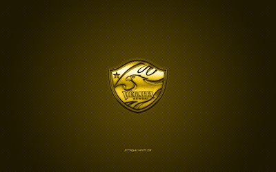 Vegalta Sendai Japon Futbol Kul&#252;b&#252;, J1 Lig, sarı logo, sarı karbon fiber arka plan, futbol, Sendai, Japonya, Vegalta Sendai logo, Japonya Profesyonel Futbol Ligi