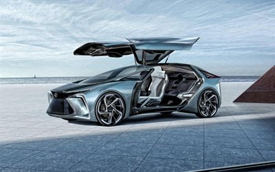 2019, Lexus LF-30, 電化の概念, 外観, フロントビュー, 新しい銀LF-30, 未来の車, 日本車, レクサス