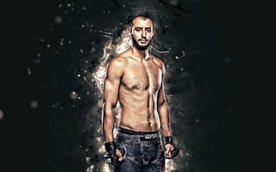 Dominick Reyes, 4k, white neon lights, american fighters, MMA, UFC, Mixed martial arts, Dominick Reyes 4K, UFC fighters, MMA fighters
