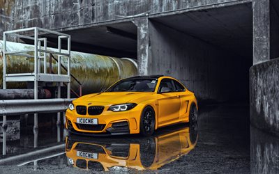 4k, BMW 2-serisi MH2 400, yağmur, ayarlama, 2019 otomobil, BMW M235i, MH2 400 WB, F22, MANHART Performans, Alman otomobil, BMW Manhart