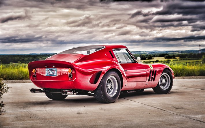 Ferrari 250 GTO, voitures r&#233;tro, HDR, 1963 voitures, vue de dos, supercars, 1963 Ferrari 250 GTO, italien voitures, Ferrari