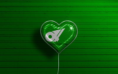 I Love Mie, 4k, realistiset ilmapallot, vihre&#228; puinen tausta, Day of Mie, japanin prefektuurit, Mien lippu, Japani, ilmapallo lipulla, Japanin prefektuurit, Mie lippu, Mie