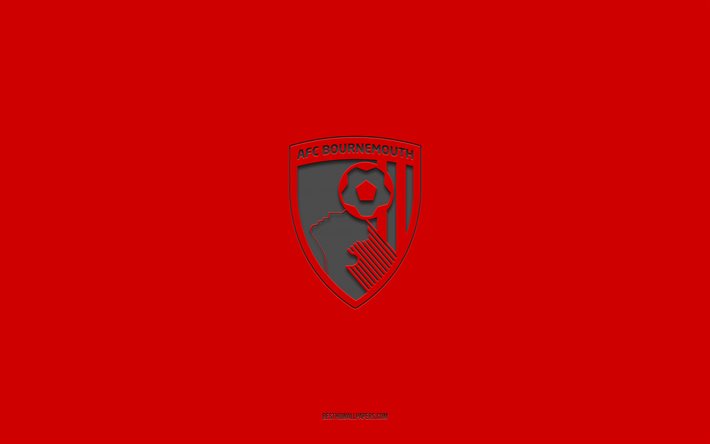 AFC Bournemouth, sfondo rosso, squadra di calcio inglese, emblema AFC Bournemouth, Campionato EFL, Bournemouth, Inghilterra, calcio, logo AFC Bournemouth