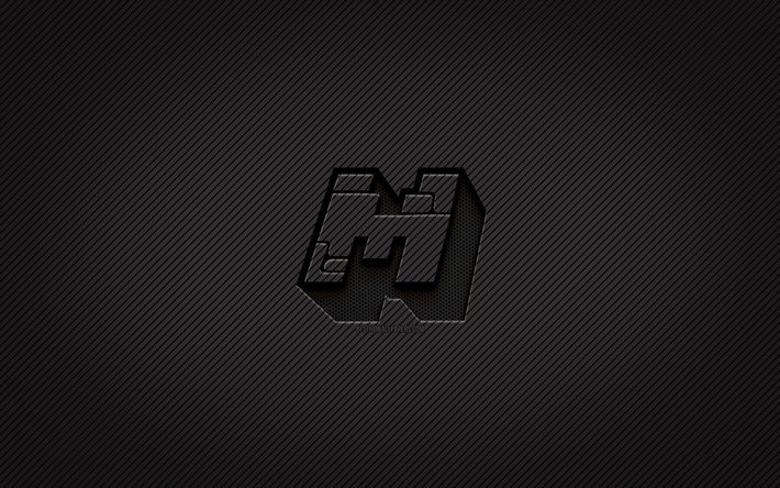 Minecraft carbon logo, 4k, grunge art, carbon background, creative, Minecraft black logo, online games, Minecraft logo, Minecraft