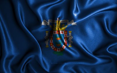 メリリャの旗, 4k, シルクの波状の旗, スペインの都市, メリリャの日, ファブリックフラグ, 3Dアート, メリリャ, メリリャ3Dフラグ