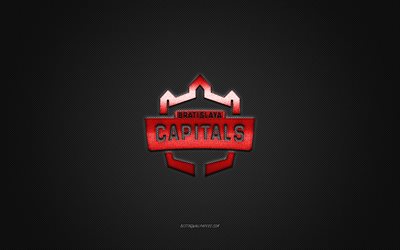 Bratislava Capitals, Slovak hockey club, red logo, gray carbon fiber background, ICE Hockey League, hockey, Bratislava, Slovakia, Bratislava Capitals logo