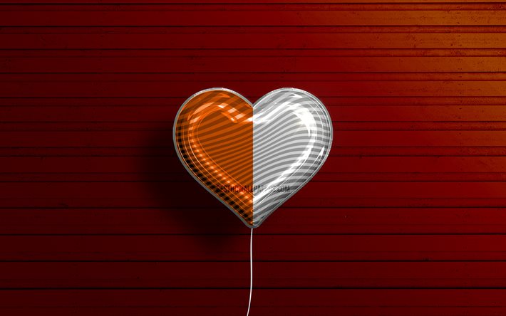 I Love Armagh, 4k, palloncini realistici, sfondo in legno arancione, Giorno di Armagh, contee irlandesi, bandiera di Armagh, Irlanda, palloncino con bandiera, Contee d&#39;Irlanda, Armagh