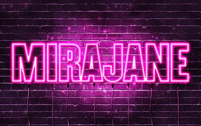 Buon Compleanno Mirajane, 4k, luci al neon rosa, nome Mirajane, creativo, Mirajane Buon Compleanno, Compleanno Mirajane, nomi femminili giapponesi popolari, foto con nome Mirajane, Mirajane