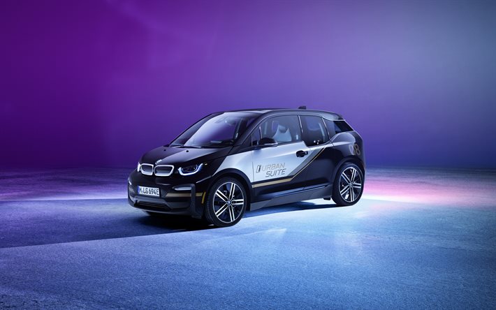 BMW i3 Urban Suite, 2021, front view, exterior, electric cars, new black BMW i3, German cars, BMW