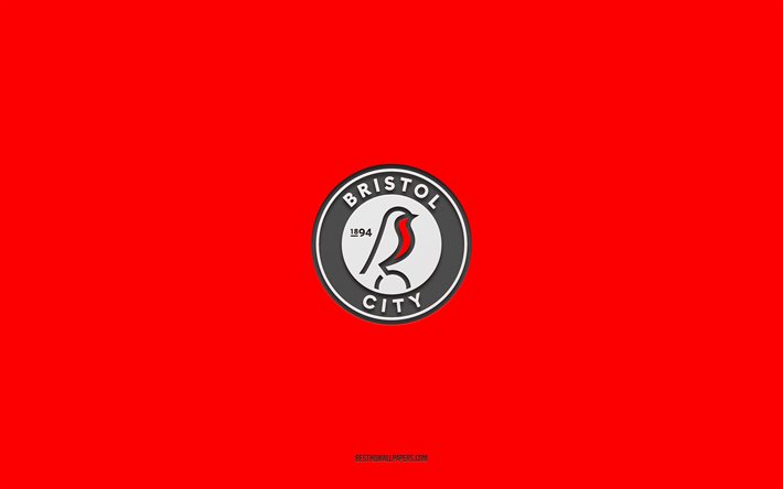 Bristol City FC, red background, English football team, AFC Bournemouth emblem, EFL Championship, Bristol City, England, football, Bristol City FC logo