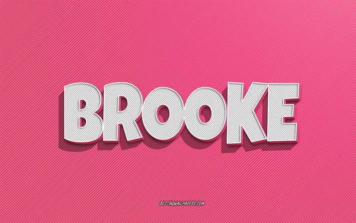 Brooke, vaaleanpunaiset viivat tausta, taustakuvat nimill&#228;, Brooken nimi, naisten nimet, Brooke onnittelukortti, viivapiirros, kuva Brooken nimell&#228;