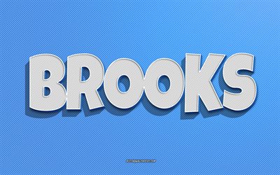 brooks, blauer linienhintergrund, tapeten mit namen, brooks-name, m&#228;nnliche namen, brooks-gru&#223;karte, strichzeichnungen, bild mit brooks-namen