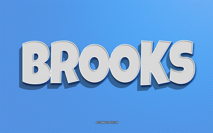 Brooks, bl&#229; linjer bakgrund, tapeter med namn, Brooks namn, mansnamn, Brooks gratulationskort, line art, bild med Brooks namn