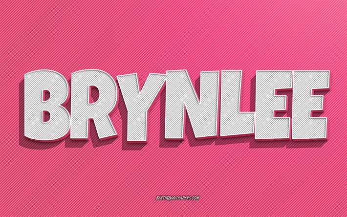 Brynlee, rosa linjer bakgrund, tapeter med namn, Brynlee namn, kvinnliga namn, Brynlee gratulationskort, line art, bild med Brynlee namn