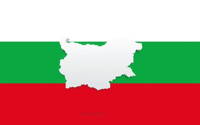 بلغاريا خريطة خيال, علم بلغاريا, صورة ظلية على العلم, بلغاریا, 3d، بلغاريا، الخريطة، silhouette, بلغاريا خريطة 3d