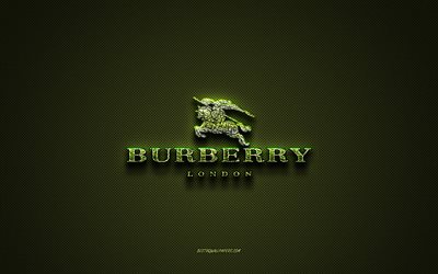 burberry-logo, gr&#252;nes kreatives logo, blumenkunstlogo, burberry-emblem, gr&#252;ne kohlefaserstruktur, burberry, kreative kunst