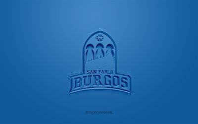 CB San Pablo Burgos, creative 3D logo, blue background, Spanish basketball team, Liga ACB, Burgos, Spain, 3d art, basketball, CB San Pablo Burgos 3d logo
