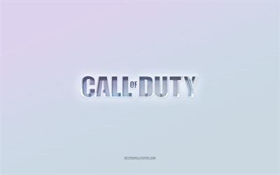 Logotipo de Call of Duty, texto recortado en 3d, fondo blanco, logotipo de Call of Duty 3d, emblema de Call of Duty, Call of Duty, logotipo en relieve, emblema de Call of Duty 3d