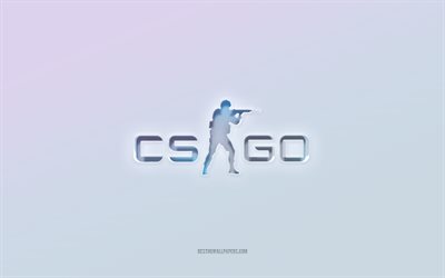 CS GO -logo, leikattu 3d-teksti, Counter-Strike, valkoinen tausta, CS GO 3d -logo, CS GO -tunnus, CS GO, kohokuvioitu logo, CS GO 3d -tunnus, Counter-Strike Global Offensive