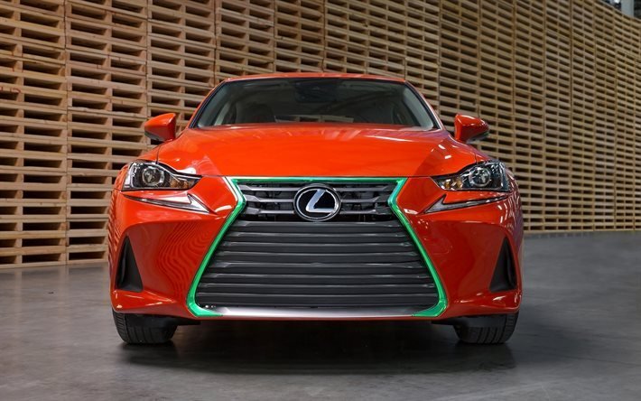 Lexus Sriracha ES de 2017, los coches, vista de frente, naranja lexus
