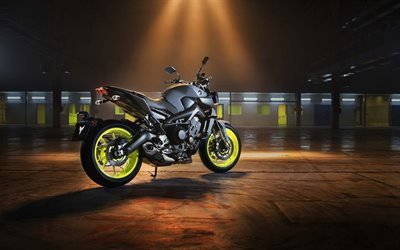 Yamaha MT-09, 2017, vista posterior, sportbikes, noite