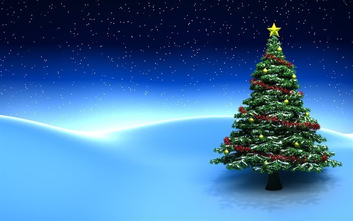 Christmas tree, winter, New Year, Christmas decoration, Christmas tree 3d