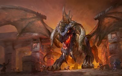 Nefarian, fire, dragon, monsters, World of Warcraft, WoW