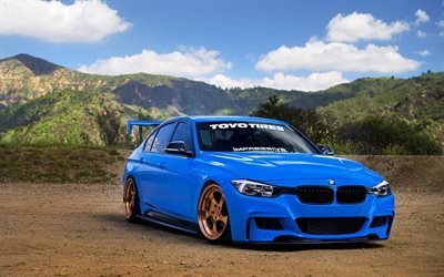 BMW M3, F30, blue M3, tuning BMW, sport coupe, tuning M3