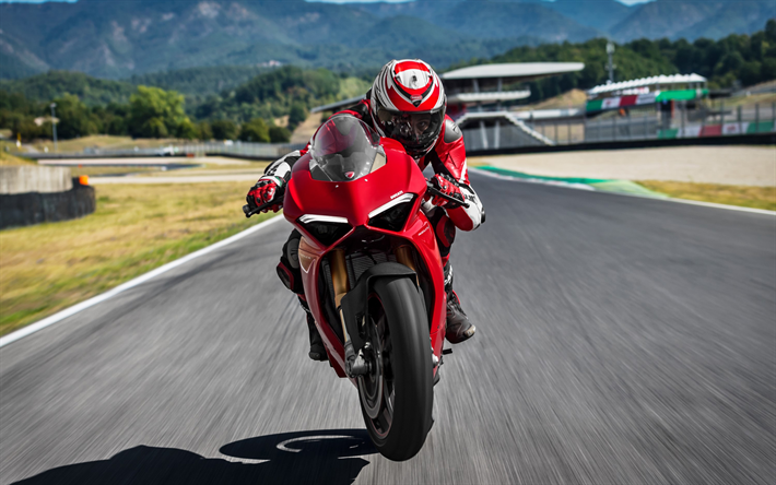 Ducati Panigale V4 S, 4k, sbk, pista de rolamento, 2018 motos, sportsbikes, Ducati