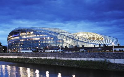 Aviva Stadium, rugby, football stadium, Dublin, Ireland, modern sports arena, 4k, modern design