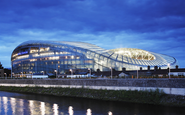 Aviva Stadium, le rugby, le stade de football de Dublin, en Irlande, moderne, sportif, 4k, design moderne