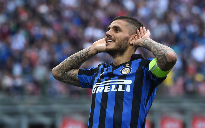 Mauro Icardi, Argentinsk fotbollsspelare, 4k, Internationella FC, portr&#228;tt, Italien, Serie A, fotboll