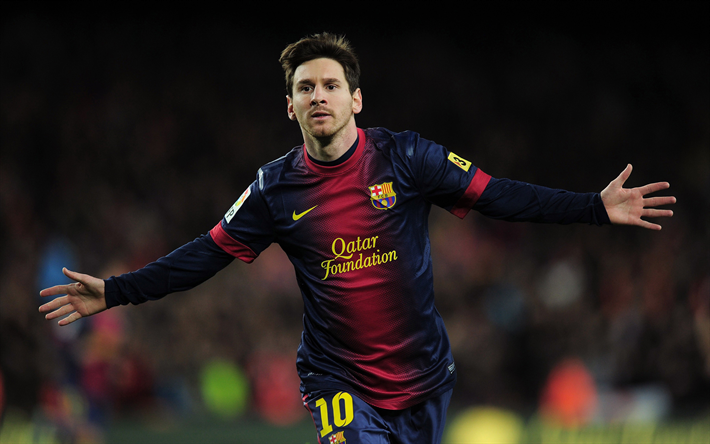 Lionel Messi, 4k, jalkapallo, Espanja, La Liga, jalkapallo t&#228;hti, Barcelona FC, Katalonia