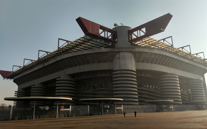 San Siro, football stadium, 4k, Giuseppe Meazza, Internationella FC, Milan FC, modern sport arena