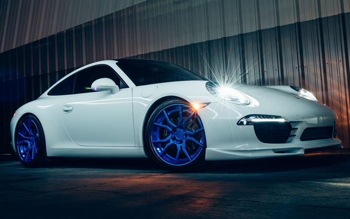 ダウンロード画像 ポルシェ911gt3 17 白色スポーツクーペ 青色の車輪 チューニング ドイツ車 Carerra 白911 ポルシェ フリー のピクチャを無料デスクトップの壁紙
