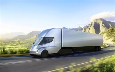 4k, Tesla Camion Semi, strada, 2018 camion, elettrico, camion, camion semirimorchio, Tesla