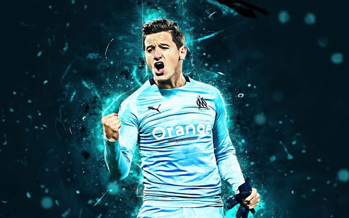 Florian Thauvin, french footballers, Olympique Marseille FC, soccer, Ligue 1, Thauvin, football, neon lights